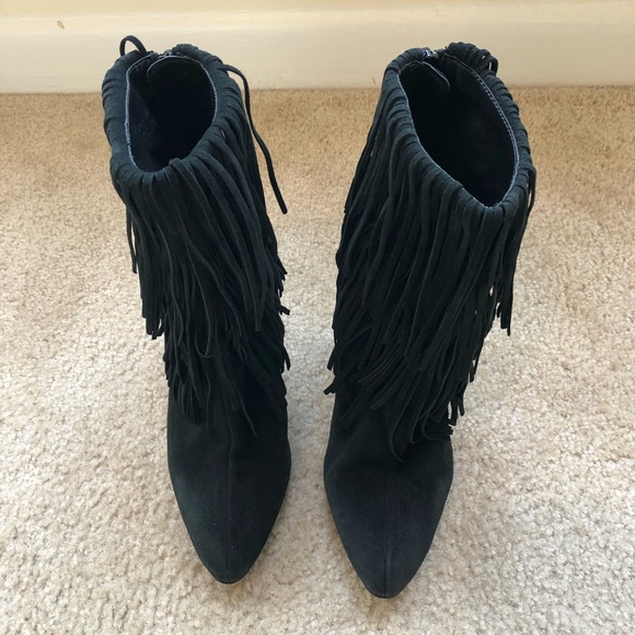 Zara Fringe Black Suede Boots - Picture 5 of 14